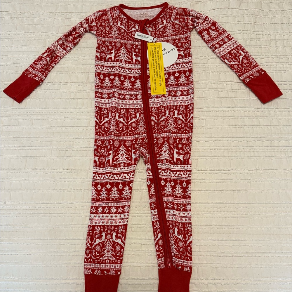 Little Sleepies Red and White Nordic Footies
